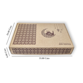 10 Pc  Brown Ifthar Printed Meal Box -36x26x6 Cms - Willow